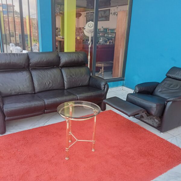 RF-5476 SALON EN CUIR NOIR AVEC RELAX MANUEL 04P (3+1)